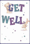Joy and heartfelt encouragement radiate from this cheerful get well card, echoing the friendly heart of Redhill. Set against a soft white canvas, a beloved teddy bear and a bouncy, floppy-eared puppy take centre stage, their lively forms interacting with the oversized 'Get Well' lettering in indigo and teal. The bear, perched with earnest eyes and an arm draped across the bold 'GET', seems ready to offer a reassuring cuddle, while the playful puppy snuggles beneath 'WELL', every line of its fluffy form inviting thoughts of comfort and affection. Stars in shimmering shades of aqua, violet, and deep blue scatter through the background like wishes granted along the leafy walks of Earlswood Lakes. The illustrated fur of each friend is textured to appear so invitingly soft, one might almost sense its warmth, just as a fresh arrangement from Flower Delivery Redhill brings gentle joy to a recovery bedside. Every colour, brushstroke, and playful flourish is designed to lift the mood, carrying a message of hope that feels right at home in the caring, supportive neighbourhoods of Redhill. This card is more than a greeting: it is a delicate, enduring gesture of kindness, ready to accompany fresh blooms and brighten any moment of healing.